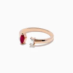 Effy Jewelry Ruby Royale 14K Rose Gold Ruby and Diamond Toi Et Moi Ring | Rings