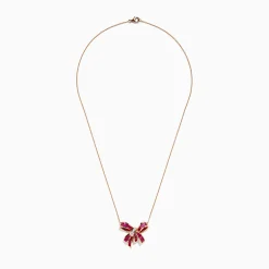 BH Multi Ruby Royale 14K Rose Gold Ruby and Diamond Bow Necklace, 2.97 TCW | Necklaces & Pendants