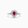 Effy Jewelry Ruby Royale 14K Two Tone Gold Pear Shaped Ruby and Diamond Ring, 0.77 TCW | Rings