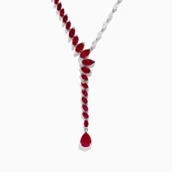 BH Multi Ruby Royale 14K White Gold Ruby and Diamond Statement Necklace 11.80 TCW | Necklaces & Pendants