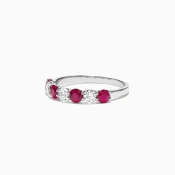 Effy Jewelry Ruby Royale 14K White Gold Ruby and Diamond Stacking Band, 1.39 TCW | Rings
