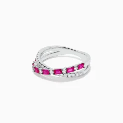 BH Multi Ruby Royale 14K White Gold Ruby and Diamond Crossover Band | Rings