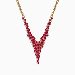 Effy Jewelry Ruby Royale 14K Yellow Gold V Shape Ruby Statement Necklace, 9.87 TCW | Necklaces & Pendants