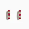 Effy Jewelry Ruby Royale 14K Yellow Gold Ruby and Diamond 5/8" Hoop Earrings | Earrings