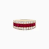 Effy Jewelry Ruby Royale 14K Yellow Gold Princess Cut Ruby u0026 Diamond Band | Rings