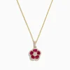 Effy Jewelry Ruby Royale 14K Yellow Gold Ruby and Diamond Flower Pendant, 1.43 TCW | Necklaces & Pendants