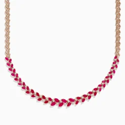 BH Multi Ruby Royale 14K Yellow Gold Ruby and Diamond Leaf Necklace | Necklaces & Pendants