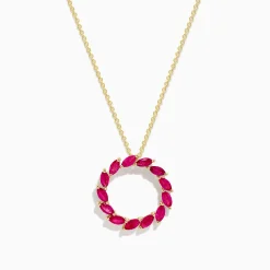 Effy Jewelry Ruby Royale 14K Yellow Gold Marquise Cute Ruby Circle Pendant | Necklaces & Pendants
