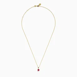 Effy Jewelry Ruby Royale 14K Yellow Gold Round Diamond Halo Ruby Pendant, 0.49 TCW | Necklaces & Pendants