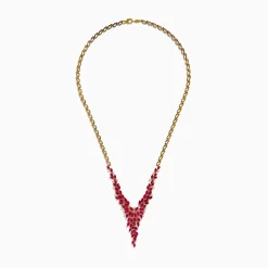 Effy Jewelry Ruby Royale 14K Yellow Gold V Shape Ruby Statement Necklace, 9.87 TCW | Necklaces & Pendants