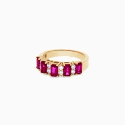 Effy Jewelry Ruby Royale 14K Yellow Gold Emerald Cut Ruby and Diamond Band, 2.10 TCW | Rings