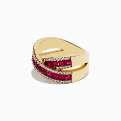 Effy Jewelry Ruby Royale 14K Yellow Gold Princess Cut Ruby Crossover Ring, 2.73 TCW | Rings