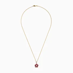 Effy Jewelry Ruby Royale 14K Yellow Gold Ruby and Diamond Flower Pendant, 1.43 TCW | Necklaces & Pendants