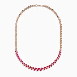 BH Multi Ruby Royale 14K Yellow Gold Ruby and Diamond Leaf Necklace | Necklaces & Pendants