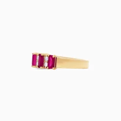 Effy Jewelry Ruby Royale 14K Yellow Gold Emerald Cut Ruby and Diamond Band, 2.10 TCW | Rings