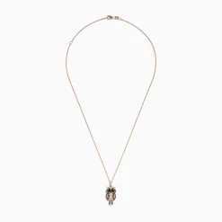 Effy Jewelry Safari 14K Rose Gold Brown, Black and White Diamond Owl Pendant, 0.58 TCW | Necklaces & Pendants