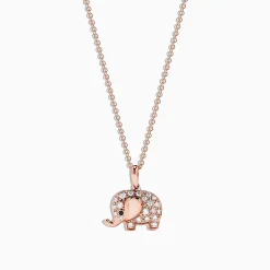 Effy Jewelry Safari 14K Rose Gold Diamond Elephant Pendant, 0.21 TCW | Necklaces & Pendants