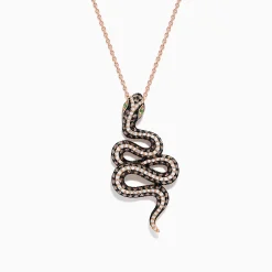 Effy Jewelry Safari 14K Rose Gold Diamond and Tsavorite Snake Pendant, 1.41 TCW | Necklaces & Pendants