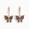 Effy Jewelry Safari 14K Rose Gold Espresso u0026 White Diamond Butterfly Earrings | Earrings