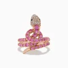 Effy Jewelry Safari 14K Rose Gold Multi Diamond and Pink Sapphire Snake Ring | Rings