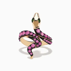 Effy Jewelry Safari 14K Rose Gold Pink Sapphire and Tsavorite Snake Ring | Rings