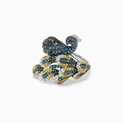 Effy Jewelry Safari 14K White Gold Mix Diamonds and Ruby Peacock Ring, 1.50 TCW | Rings