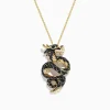 BH Multi Safari 14K Yellow Gold Black and White Diamond Dragon Pendant | Necklaces & Pendants