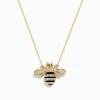 Effy Jewelry Safari 14K Yellow Gold Black and White Diamond Bee Necklace | Necklaces & Pendants