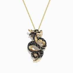 BH Multi Safari 14K Yellow Gold Black and White Diamond Dragon Pendant | Necklaces & Pendants