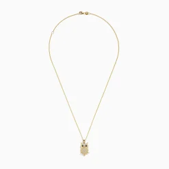 Effy Jewelry Safari 14K Yellow Gold Black and White Diamond Owl Pendant | Necklaces & Pendants