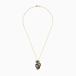 BH Multi Safari 14K Yellow Gold Black and White Diamond Dragon Pendant | Necklaces & Pendants