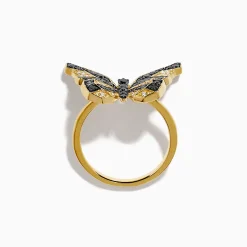 Effy Jewelry Safari 14K Yellow Gold Black u0026 White Diamond Butterfly Ring | Rings