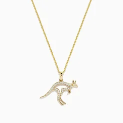 BH Multi Safari 14K Yellow Gold Diamond Kangaroo Pendant, 0.22 TCW | Necklaces & Pendants