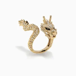 Effy Jewelry Safari 14K Yellow Gold Diamond Dragon Ring, 1.08 TCW | Rings