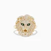 BH Multi Safari 14K Yellow Gold Diamond and Tsavorite Lion Head Ring, 0.69 TCW | Rings