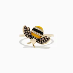 BH Multi Safari 14K Yellow Gold Diamond and Enamel Bee Ring | Rings