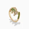 Effy Jewelry Safari 14K Yellow Gold Diamond, Tsavorite, and Emerald Crocodile Ring | Rings