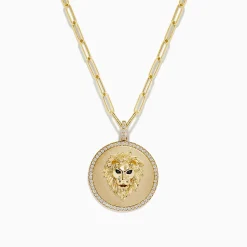 BH Multi Safari 14K Yellow Gold Diamond Lions Head Pendant | Necklaces & Pendants