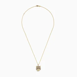 Effy Jewelry Safari 14K Yellow Gold Diamond and Emerald Tiger Pendant | Necklaces & Pendants