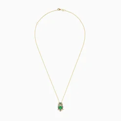 BH Multi Safari 14K Yellow Gold Emerald and Diamond Owl Pendant | Necklaces & Pendants