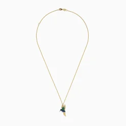 Effy Jewelry Safari 14k Yellow Gold Emerald and Sapphire Humming Bird Pendant | Necklaces & Pendants
