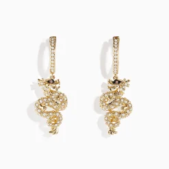 BH Multi Safari 14K Yellow Gold Espresso and White Diamond Dragon Earrings | Earrings