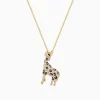 Effy Jewelry Safari 14K Yellow Gold Espresso u0026 White Diamond Giraffe Pendant, 0.43 TCW | Necklaces & Pendants