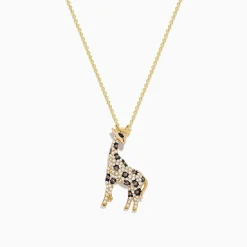 Effy Jewelry Safari 14K Yellow Gold Espresso u0026 White Diamond Giraffe Pendant, 0.43 TCW | Necklaces & Pendants