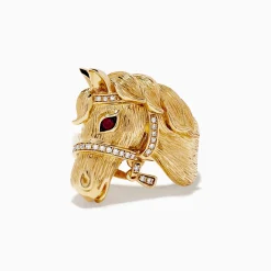 Effy Jewelry Safari 14k Yellow Gold Horse Diamond Ring | Rings