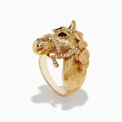 Effy Jewelry Safari 14k Yellow Gold Horse Diamond Ring | Rings