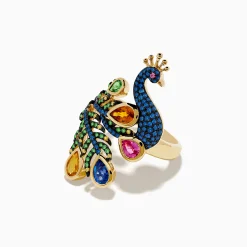 Effy Jewelry Safari 14K Yellow Gold Multi Sapphire Peacock Ring | Rings