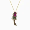 Effy Jewelry Safari 14K Yellow Gold Ruby Tsavorite and Diamond Cardinal Pendant | Necklaces & Pendants