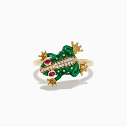 Effy Jewelry Safari 14K Yellow Gold Ruby and Diamond Frog Ring | Rings