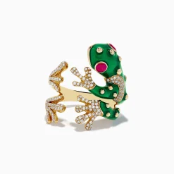 Effy Jewelry Safari 14K Yellow Gold Ruby and Diamond Frog Ring | Rings